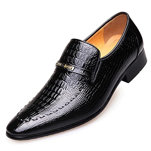 jonam Herrenschuhe Men's Casual Shoes Classic Embossed Leather Shoes Comfortable Business Shoes Man Loafers(Color:Black,Size:38 EU) von jonam