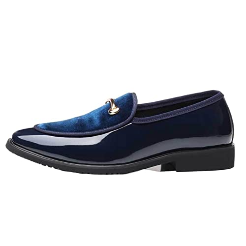 jonam Herrenschuhe Men's Dress Shoes Patent Leather Shade Fashion Groom Wedding Shoes Men = Oxford Shoes Plus Size(Color:Blue,Size:39 EU) von jonam