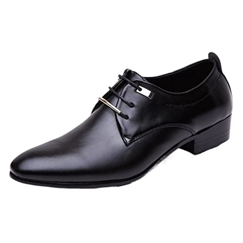 jonam Herrenschuhe Men's Leather Shoes Handmade Oxford Dress Shoes Leather Leather Suit Wedding Shoes Men Oxford Shoes(Color:Black,Size:39 EU) von jonam