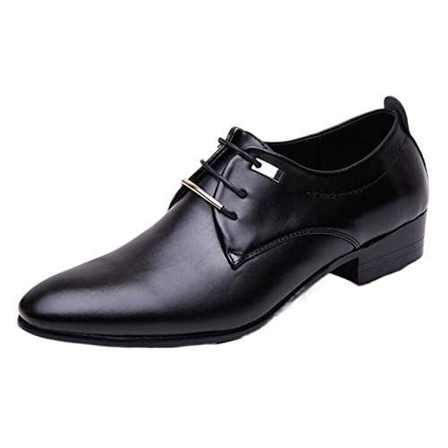 jonam Herrenschuhe Men's Leather Shoes Handmade Oxford Dress Shoes Leather Leather Suit Wedding Shoes Men Oxford Shoes(Color:Black,Size:40 EU) von jonam