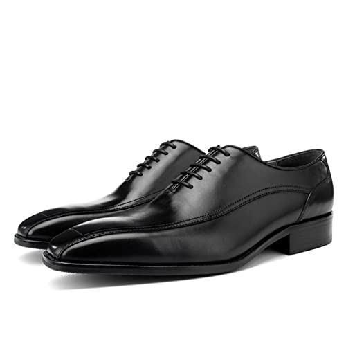 jonam Herrenschuhe Men's Spring Autumn Shoes Men Business Dress Shoe Genuine Leather Lace-up Formal Leather Shoes(Color:Black,Size:38 EU) von jonam