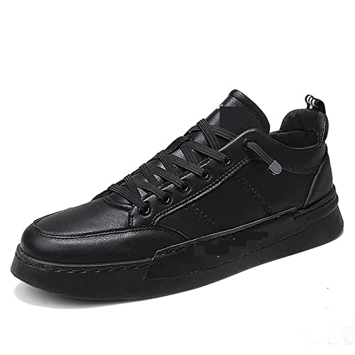 jonam Herrenschuhe Men's Winter Plush Shoes Comfort Sneakers White Leather Shoes Men High Sneakers Trendy Shoes(Color:Black,Size:40 EU) von jonam