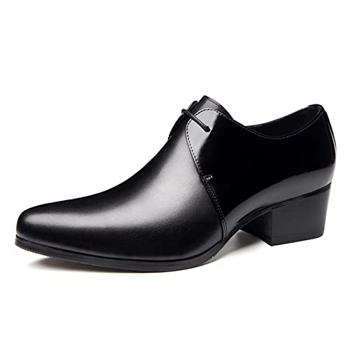 jonam Herrenschuhe Mens Genuine Leather Formal Shoes High Heels Luxury Trend Business Shoes for Man Vintage Black Social Shoes Increase Height(Size:36 EU) von jonam