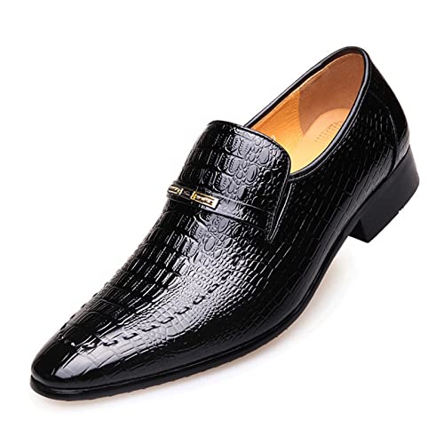 jonam Herrenschuhe Mens PU Leather Shoes Luxury Crocodile Pattern Men Business Dress Shoes Casual Social Shoe Male Wedding Footwear(Color:Black,Size:45 EU) von jonam