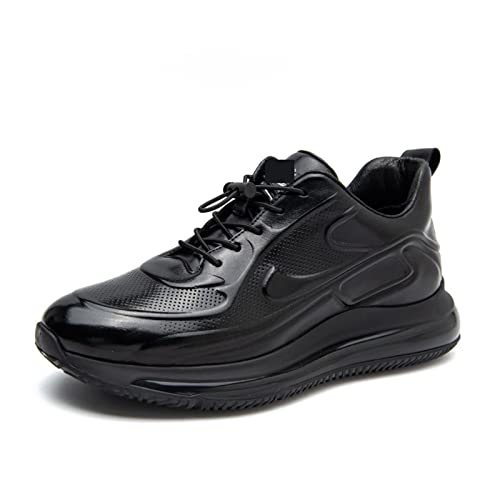 jonam Herrenschuhe Mens Shoes Sneakers Spring and Autumn Sports Leather Men Shoes Youth Running Comfortable Thick Sole Shoes for Men(Color:Black,Size:39 EU) von jonam