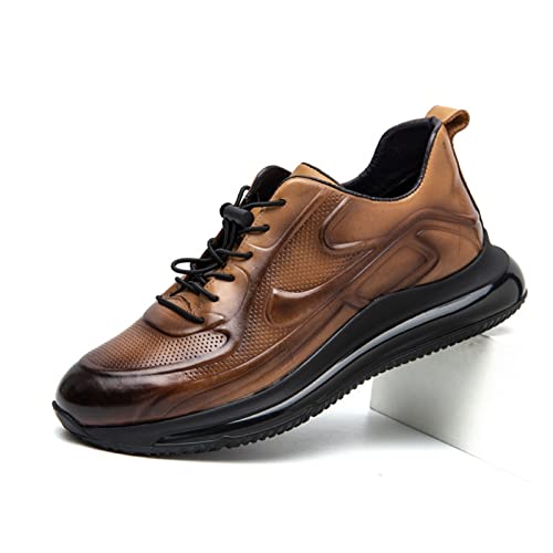 jonam Herrenschuhe Mens Shoes Sneakers Spring and Autumn Sports Leather Men Shoes Youth Running Comfortable Thick Sole Shoes for Men(Color:Bruin,Size:38 EU) von jonam