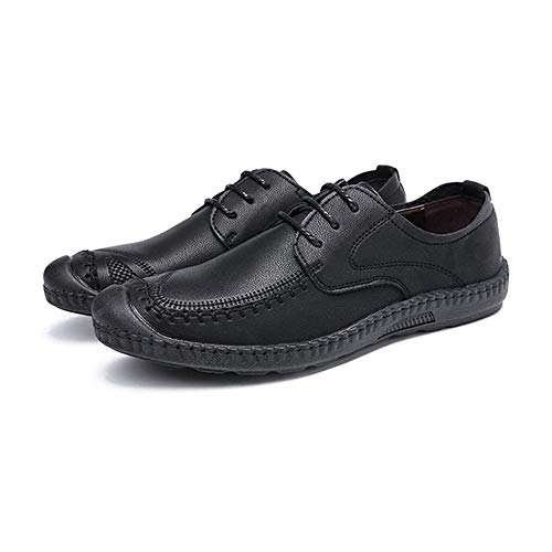 jonam Herrenschuhe Oxfords Schuhe for Herren Fooling Schuhe Falten Toe Beleg auf Leder Leichte Informal Breathhandgemachte Suture Anti Slip Oxford-Schuhe Männer (Farbe: Braun, Größe: 38 EU)(Color:Blac von jonam