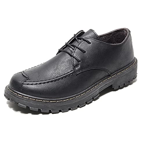 jonam Herrenschuhe Patent Leather Shoes Men Flat Shoes Men Casual Shoes Brand Men Soft Comfort Lace Up Black(Color:Black,Size:42 EU) von jonam