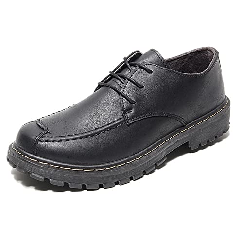 jonam Herrenschuhe Patent Leather Shoes Men Flat Shoes Men Casual Shoes Brand Men Soft Comfort Lace Up Black(Color:Black,Size:44 EU) von jonam