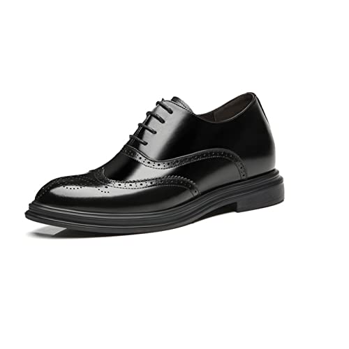 jonam Herrenschuhe Platform High Heel Height Increase Casual Men Brogue Genuine Leather Shoes Man Oxford Dress Shoes Elevator Formal Shoes(Size:41 EU) von jonam