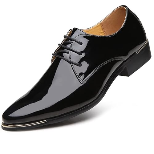 jonam Herrenschuhe Quality Patent Leather Shoes Men Wedding Shoes Soft Man Dress Leather Casual Shoes(Color:Black,Size:47) von jonam