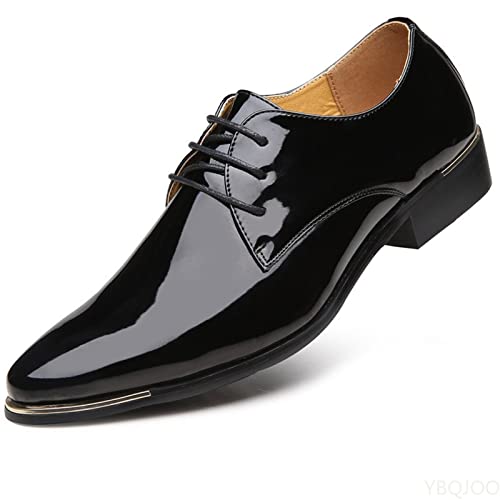 jonam Herrenschuhe Quality Patent Leather Shoes White Wedding Shoes Size 38-48 Black Leather Soft Man Dress Shoes(Color:Black,Size:40 EU) von jonam