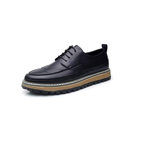 jonam Herrenschuhe Schuhe for Herren Klassische Halbschuhe schnüren sich oben Geschäft Gelegentliche Echtes Leder Flache Low Top Anti-Rutsch-atmungsaktiv Oxford Schuhe Herren (Farbe: Schwarz mit Fleec von jonam