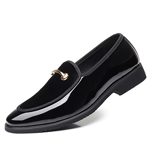 jonam Herrenschuhe Shoes Shadow Patent Leather Luxury Groom Wedding Shoes Men Luxury Italian Style Oxford Shoes(Color:Black,Size:240) von jonam