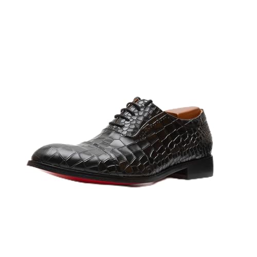 jonam Herrenschuhe Shoes for Men Black Handmade Crocodile Leather Oxfords Shoes Men Red Bottom Dress Wedding Shoes Business Casual Luxury Plus Size(Size:39 EU) von jonam