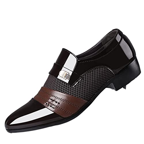 jonam Herrenschuhe Slip On Men Dress Shoes Men Oxfords Business Dress Men Shoes Classic Leather Men's Suits Shoes(Color:Bruin,Size:42 EU) von jonam