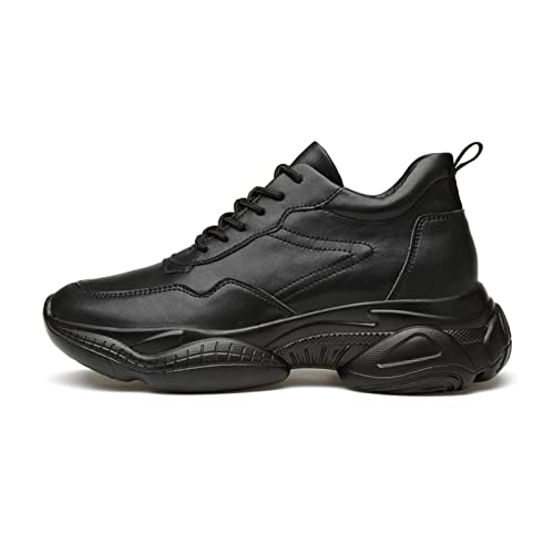 jonam Herrenschuhe Sneakers Men Elevator Shoes Height Increase Shoes for Men Height Increase White Shoes Black Shoes Plus Size Women(Color:Black,Size:37 EU) von jonam