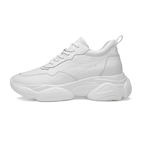 jonam Herrenschuhe Sneakers Men Elevator Shoes Height Increase Shoes for Men Height Increase White Shoes Black Shoes Plus Size Women(Color:White,Size:37 EU) von jonam