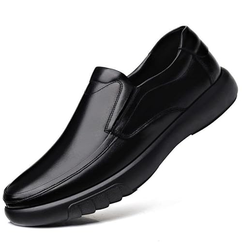 jonam Herrenschuhe Soft Slip On Anti-Rutsch-Schuhe Herren Rubber Winter Loafers Man Casual Lederschuhe(Color:Black,Size:43 EU) von jonam