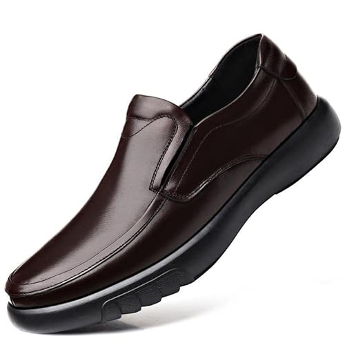 jonam Herrenschuhe Soft Slip On Anti-Rutsch-Schuhe Herren Rubber Winter Loafers Man Casual Lederschuhe(Color:Bruin,Size:40 EU) von jonam
