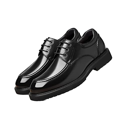 jonam Herrenschuhe Spring Autumn Men Shoes Genuine Leather Dress Business Casual Shoes Male Flats Winter Plush Warm Shoes(Color:Black,Size:42 EU) von jonam