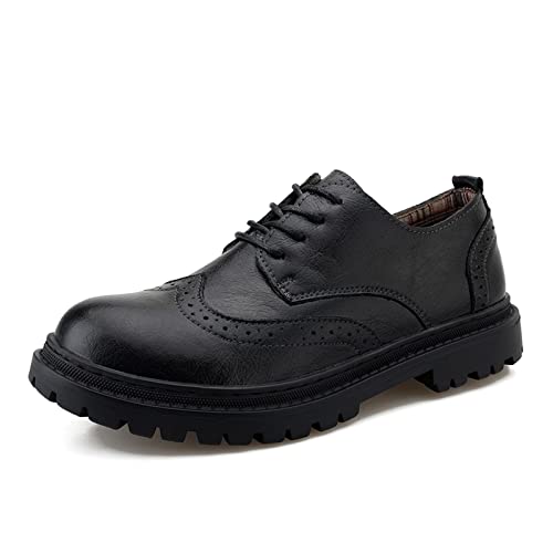 jonam Herrenschuhe Spring Autumn Shoes Men Office Design Classic Men Shoes Thick Bottom Brogue Footwear Leather Casual Oxfords for Men(Color:Black,Size:40 EU) von jonam