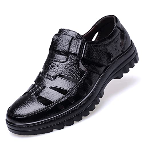 jonam Herrenschuhe Summer Men Genuine Leather Men Casual Shoes Outdoor Men Leather Sandals for Men Beach Shoes(Color:Black,Size:40 EU) von jonam