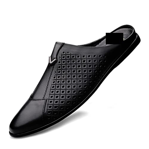 jonam Herrenschuhe Summer Men Shoes Casual Brand Mens Penny Loafers Genuine Leather Luxury Half Slipper for Men Breathable Lazy Driving Shoes Man(Color:Black,Size:37 EU) von jonam