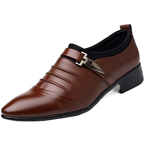 jonam Herrenschuhe Weiße Loafer Herren Abendschuhe Büro Schwarze Lederschuhe Herren Formale Braune Slip On Schuhe Herren(Color:Bruin,Size:37 EU) von jonam