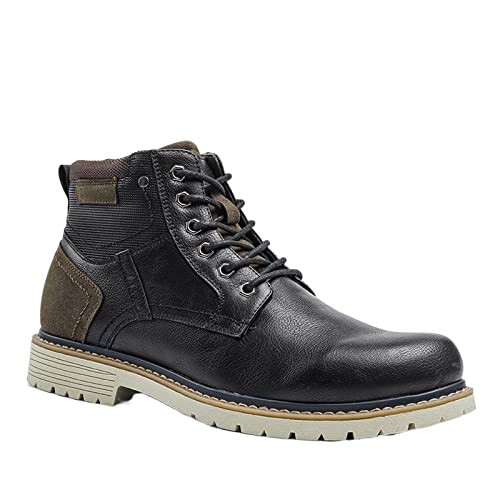 jonam Herrenschuhe Winter Ankle Boots For Men Leather Retro Brand Handmade Non-Slip Warm Men's Winter Shoes(Color:Black,Size:41 EU) von jonam