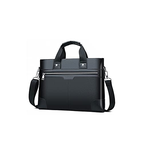 jonam Herrentasche Business Bag Herren Aktentasche PU. Leder Umhängetasche Aktentaschen Männliche Laptop Handtaschen Messenger Bags Totes Männlich(Color:Black) von jonam