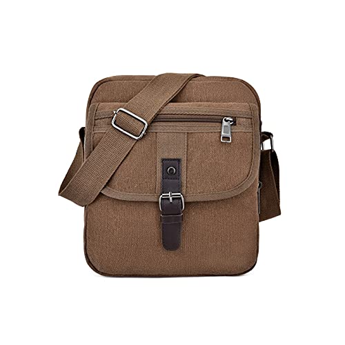 jonam Herrentasche Casual Herren Leinwand Umhängetasche Retro Männer Messenger Bags Einfache leichte kleine Reisetasche Crossbody Tasche Männer(Color:Bruin) von jonam