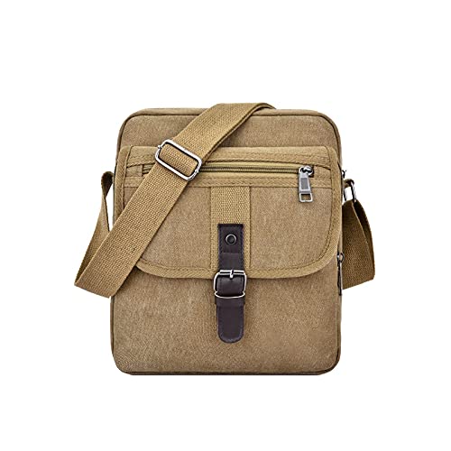 jonam Herrentasche Casual Herren Leinwand Umhängetasche Retro Männer Messenger Bags Einfache leichte kleine Reisetasche Crossbody Tasche Männer(Color:Khaki) von jonam