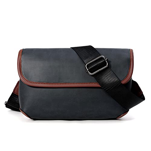 jonam Herrentasche Fashion Men Crossbody Bag Vintage Leather Messenger Bag for Male Solid Single Black Shoulder Bag Sling Backpack Men Bags(Color:Black coffee) von jonam