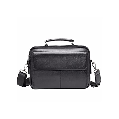 jonam Herrentasche Herren Leder First Layer Business Messenger Schulter Kreuz Body Tasche Männliche Handtasche Geldbörse Aktentasche Taschen Sling Taypack(Color:Black) von jonam