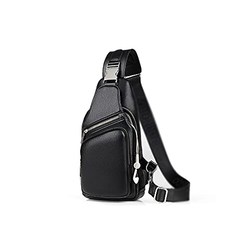 jonam Herrentasche Herren USB Brusttasche aufladen PU. Leder Umhängetasche Schultertasche für männliche beiläufige Reisetasche Männer(Color:Black) von jonam