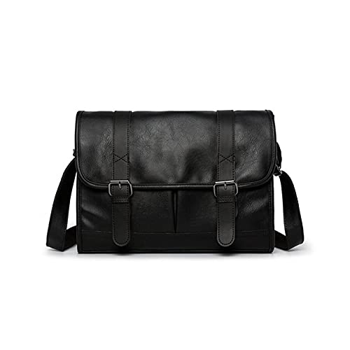 jonam Herrentasche Männer Casual Aktentasche Business Umhängetasche Leder Messenger Bags Vintage Handtasche Tasche Student Herren Reisetaschen Schwarz von jonam