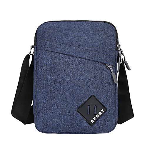 jonam Herrentasche Männer Messenger Bags Leinwand Umhängetasche Herren Einfache wasserdichte Crossbody Bag Reisen Mini Satchel Tasche for Mann Taille Paket(Color:Blue) von jonam