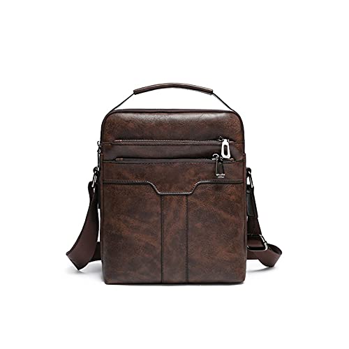 jonam Herrentasche Männer Messenger Bags PU-Leder Lässig Multifunktions Kleine Reisetaschen Casual Stil Schulter Crossbody Taschen(Color:Bruin) von jonam