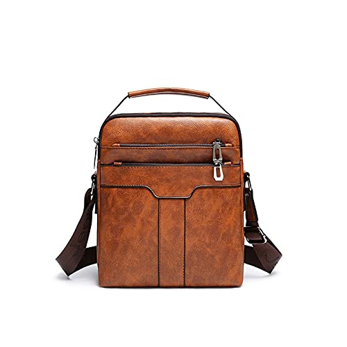 jonam Herrentasche Männer Messenger Bags PU-Leder Lässig Multifunktions Kleine Reisetaschen Casual Stil Schulter Crossbody Taschen(Color:Khaki) von jonam