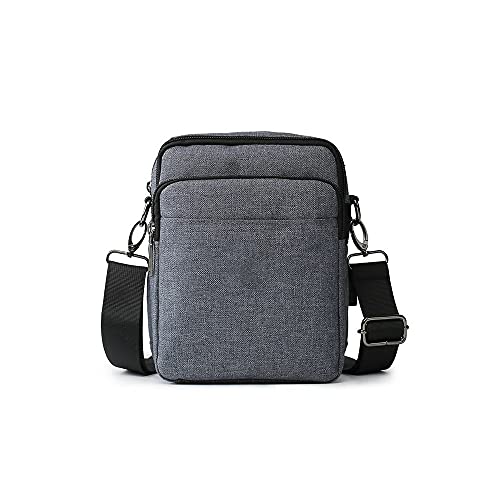 jonam Herrentasche Männer Schultertaschen Crossbody Bag USB Port Forwater-Resistent Oxford Reisetaschen Reißverschluss Gürteltasche Männlich(Color:Grijs,Size:M 24.5 * 18 * 9cm) von jonam