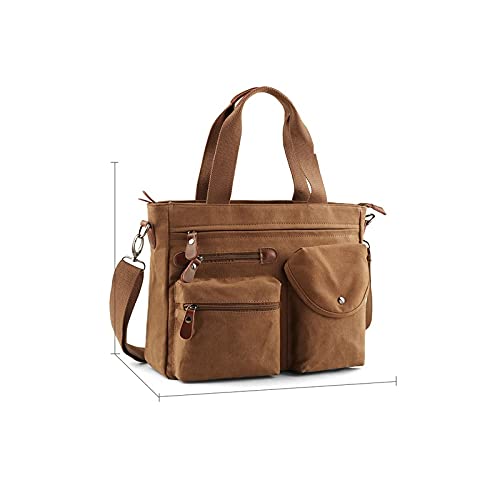 jonam Herrentasche Multifunktions-Männer Leinwand-Tasche Reisetasche Schulter Messenger Bags Große Kapazität Crossbody Männliche Casual Handtaschen Laptop Briefcas(Color:Bruin) von jonam