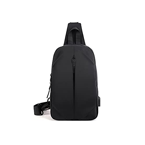 jonam Herrentasche Outdoor Brusttasche Neue Mode Männer Casual Business One-Shoulder Messenger Bag Telefon USB-Laden-Taille Crossbodybag(Color:Black) von jonam