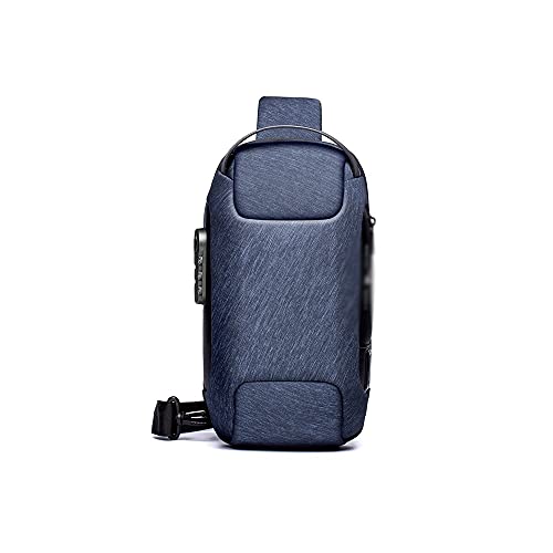 jonam Herrentasche Tasche wasserdicht Oxford Tuch Messenger Bag männlich USB Beladung Reise Brusttasche Diebstahl-Schultertasche mit Schloss(Color:Blue) von jonam