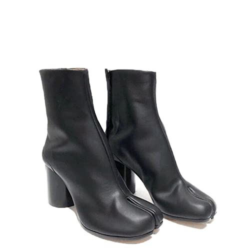 jonam High Heels Boots Split Toe Chunky High Heel Women Boots Leather Women Shoes(Size:37 EU) von jonam