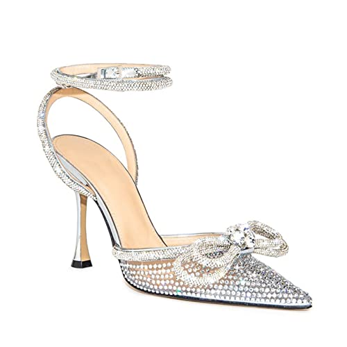 jonam High Heels Crystal Sequined Bowknot Women Pumps Strap High Heels Female Sandals Summer Wedding Prom Shoes(Size:37 EU) von jonam