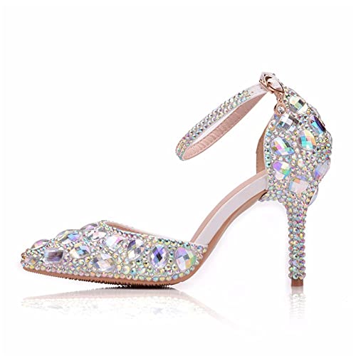 jonam High Heels Frau Sandalen Bling Pailletten Strasssteine ​​High Heels Luxus Hochzeitsschuhe Designs Bankett Elegantes Stiletto(Size:37 EU) von jonam