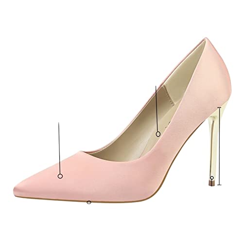 jonam High Heels Heel Shoes Women Silk Thin High Pumps Satin Heel High Heels Pointed Ladies Shoes(Size:37 EU) von jonam