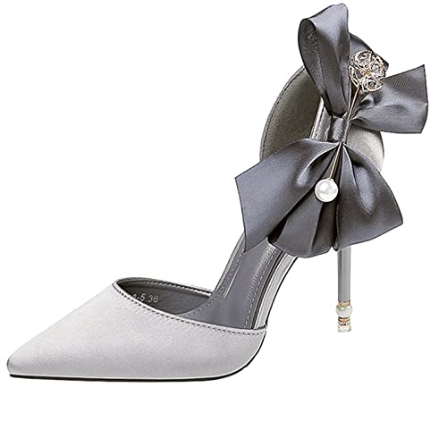 jonam High Heels Sexy Women Shoes Woman Pumps Wedding Shoe Bridal Heels Wedding Heels Bride Shoes White Stiletto Sandal Female Footwear High Heel(Color:Grijs,Size:37 EU) von jonam