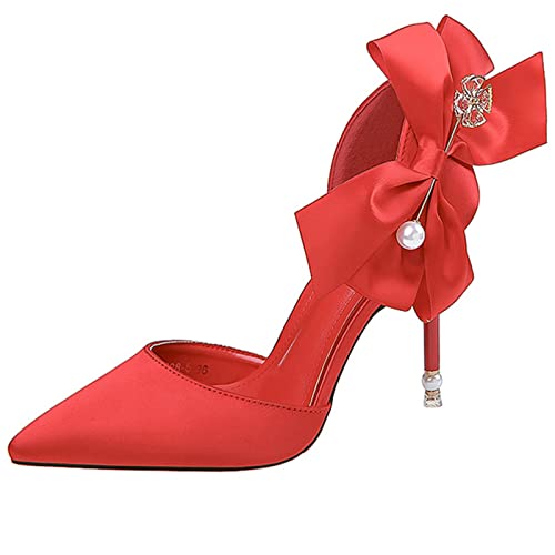 jonam High Heels Sexy Women Shoes Woman Pumps Wedding Shoe Bridal Heels Wedding Heels Bride Shoes White Stiletto Sandal Female Footwear High Heel(Color:Red,Size:36 EU) von jonam